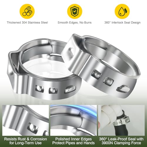 KTROVNN 1/2 Inch PEX Crimp Rings Pack of 120 - Universal Plumbing Fittings