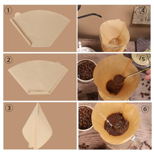 Prudiut Unbleached #4 Cone Coffee Filters 160 Count for 8-12 Cup, Ninja Maker Compatible