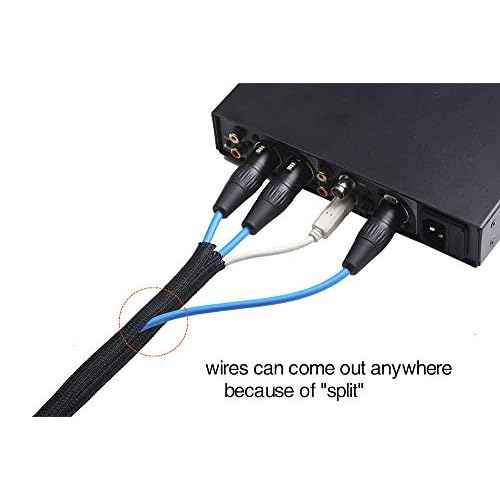 Alex Tech 10ft - 1/2 inch Cord Protector Wire Loom Tubing Cable Sleeve Split Sleeving For USB Cable Power Cord Audio Video Cable ? Protect Cat From Chewing - Black