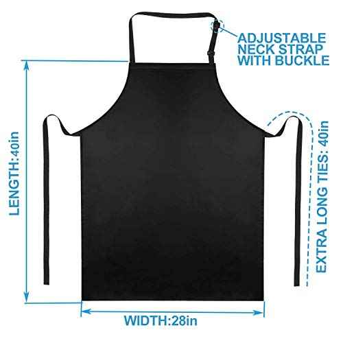 Gotega Waterproof Rubber Vinyl Apron 40 Inch Heavy Duty Chemical Work Apron Durable with Adjustable Bib Apron for Dishwashing Black
