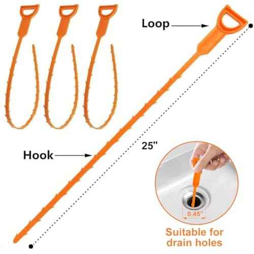 Forlivese 3 Pack 25 Inch Drain Snake,Drain Clog Remover,Sink Snake for Sewer Kitchen Sink Bathroom Tub Toilet Clogged Drains Relief Cleaning Tool
