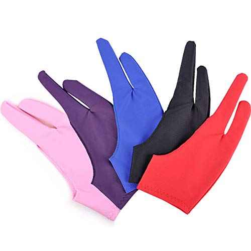5 Pieces Artist Glove for Drawing Tablet, Two-Finger Tablet Drawing Gloves, Digital Artist Gloves for Graphics Pen Drawing Tablet Monitor Painting, Suitable for Right and Left Hand