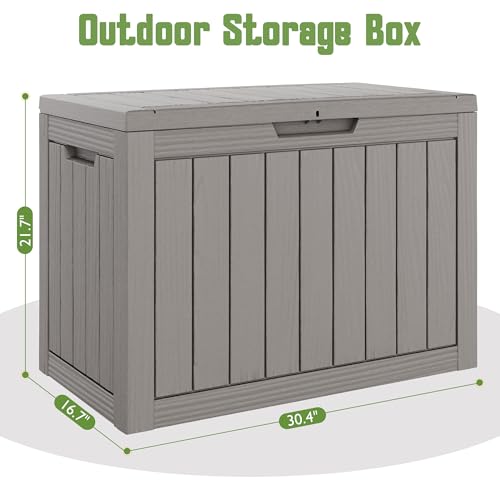 Grey 45 Gallon Outdoor Waterproof Deck Storage Box - GULAIMOAO