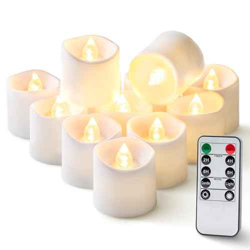 Homemory 12Pack 400+Hour Remote Control Flameless Candles, 2/4/6/8H Timer Led Votive Candles, Battery Operated Tea Lights for Wedding Table Centerpiece, Holidays, Halloween Pumpkins, Christmas Decor