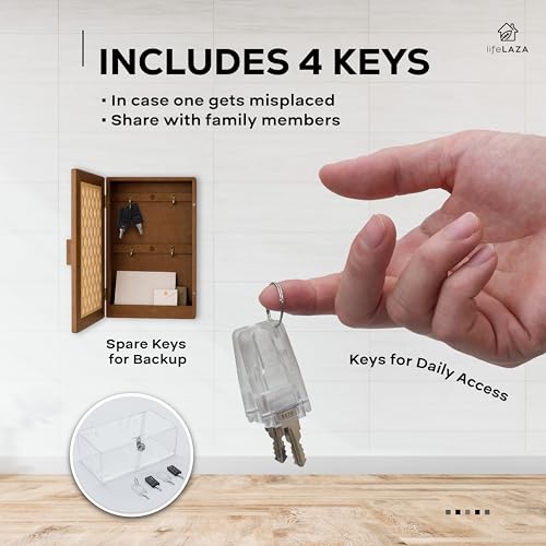 LifeLAZA Acrylic Refrigerator Lock Box with 4 Keys - Wall Mount Safe for Medicine & Food