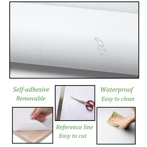 Safiyya White Peel and Stick Wallpaper 118x17.7 Inches Waterproof Self-Adhesive Vinyl for Walls and Kitchen Decor
