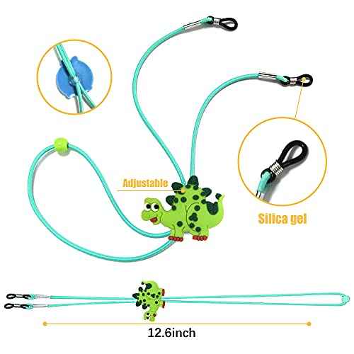 ZXSWEET 8 PCS Kids Glasses Strap Adjustable Dinosaur Anti-slip Eyeglass Straps for Boys Girls