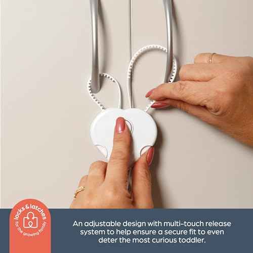 Dreambaby Flexi Lock - Cabinet & Drawer Handle Locks - Cabinet Safety Straps - with Multi-Touch Release System - White - 2 Count (Pack of 1) - Model L185