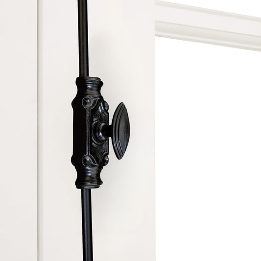 STALLION HARDWARE Durable Iron Cremone Bolt 2' – Vintage Black Powder Coat, Customizable Rods, Ideal for Antique Cabinets & Small Doors, Stylish & Reliable Cabinet Lock Hardware