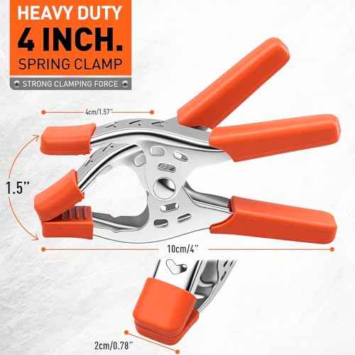 HORUSDY 8-Piece 4" inch Spring Clamp, Heavy Duty Spring Metal Spring Clamps, 1.5"-inch Jaw opening