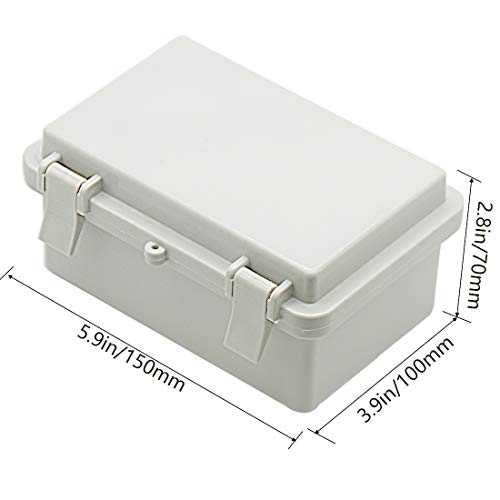 Zulkit 5.9 x 3.9 x 2.8 Inch Waterproof ABS Electrical Box with Hinged Cover, 2 Cable Glands