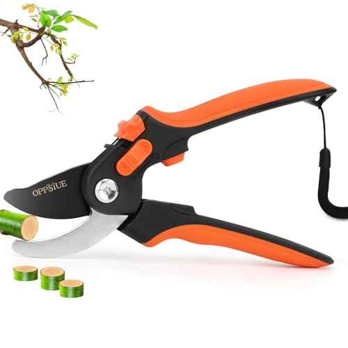 8-Inch Pruning Shears for Gardening, Professional Japanese SK5 Steel Garden Scissors with Teflon Coating, Adjustable 25mm Cutting Range, Safety Lock, Ideal for Branches, Flowers & Bonsai