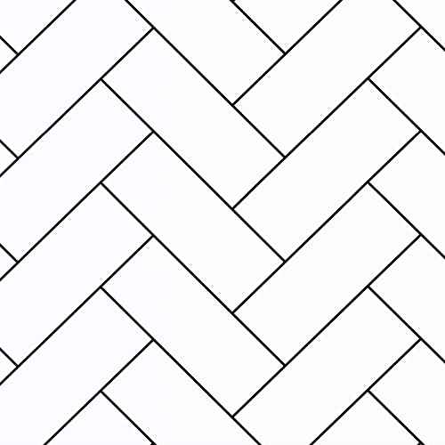 Herringbone Wallpaper Black and White Geometric Wallpaper Peel and Stick Modern Herringbone Brick Wallpaper for Bathroom Shower Walls Kitchen Backsplash Removable Waterproof Vinyl 17.7"x80"