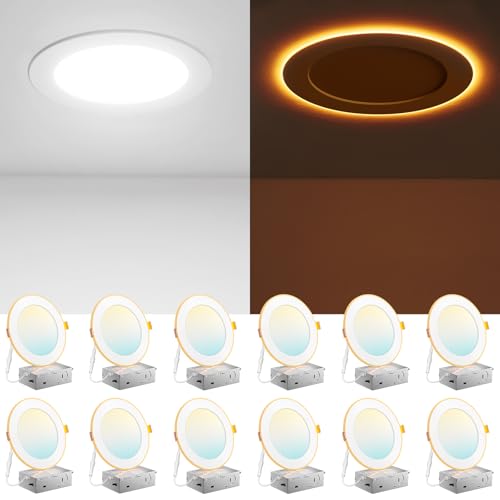 Amico 12-Pack 6 Inch LED Recessed Lights with Night Light, 5 CCT, 1100 Lumens, White