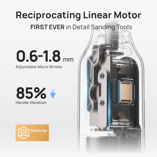 HOZO NeoSander Reciprocating Detail Sander with Adjustable Stroke, Compact Electric Pen for Precision Crafts & Model Making