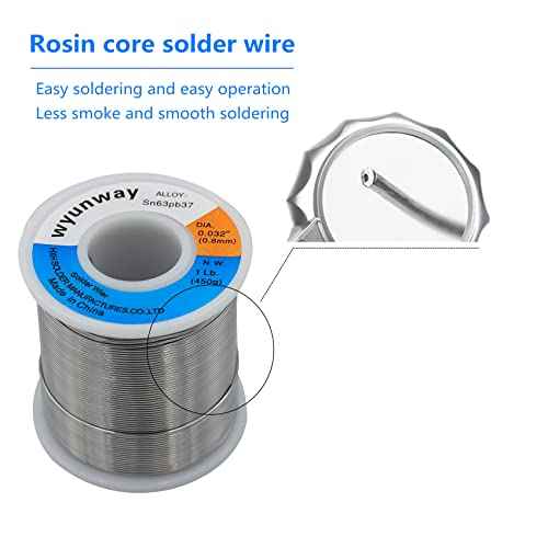 Solder Wire 63/37 Tin/Lead with Flux Rosin Core for Electrical Soldering weight 1Lb(450g) 0.8mm(0.032")