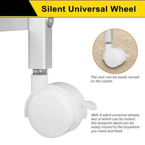 Blueprint Storage Rack, Blueprint Holder with Wheels, Used for Storing Blueprint/Carpet/Map/Poster/Architectural Construction Plan, 20 Slots, 2 Brakes, Silent wheel for Home, Office, School(Black)