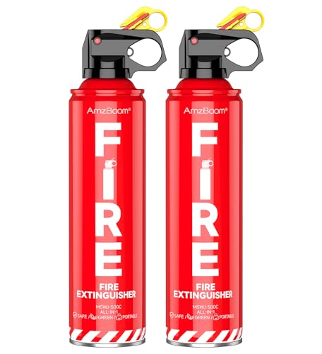 AmzBoom 2-Pack Fire Extinguishers for Home, Car, Kitchen & Grill - Eco-Friendly, Compact, Multi-Use Safety Equipment