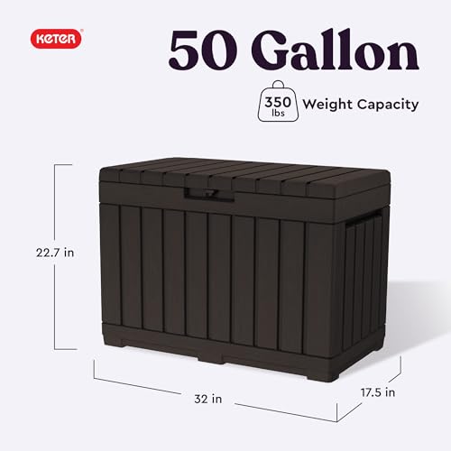 Keter Kentwood 50 Gallon Outdoor Storage Box Brown - Patio Side Table