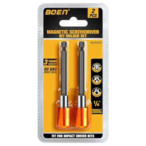 boen 2PCS Magnetic Drill Bit Holder, 4" Quick Change Drill Extension, 1/4" Hex Shank, for Impact Driver Screwdriver Bits Use