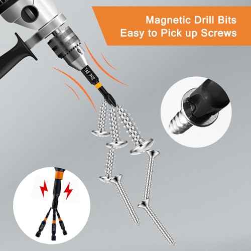 Magnetic Drill Bits - 10 Pack Mixed, Screwdriver Bit Set with S2 Alloy Steel, Impact Driver Tips for Standard Drills, Flat, Cross, PZ Tips for DIY/Pro Use