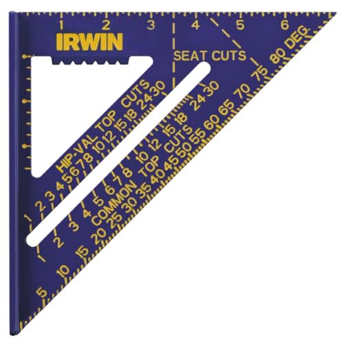 IRWIN 7-Inch Hi-Contrast Aluminum Rafter Square (1794463) – Protractor, Saw Guide & Miter/Tri Square