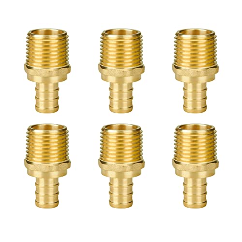 SUNGATOR 6-Pack 1/2" NPT to 1/2" PEX Male Adapter Plumbing Fittings