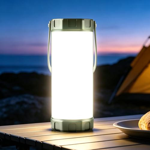 Glocusent 106 LED Rechargeable Camping Lantern - Green, Waterproof, 1200LM, Emergency & Outdoor Use