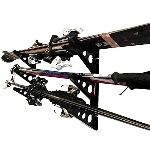 StoreYourBoard Ski Wall Rack ? Horizontal Ski Rack Wall Mount, Holds 3 Pairs of Skis and Poles, Ski and Snowboard Wall Rack for Garage or Home, Holds Up to 40 lbs