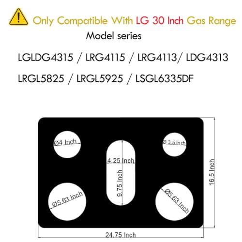 Stove Top Protector Liners 2-Pack for 30 Inch LG Gas Ranges, 0.3mm Non-Stick, BPA/PFOA Free