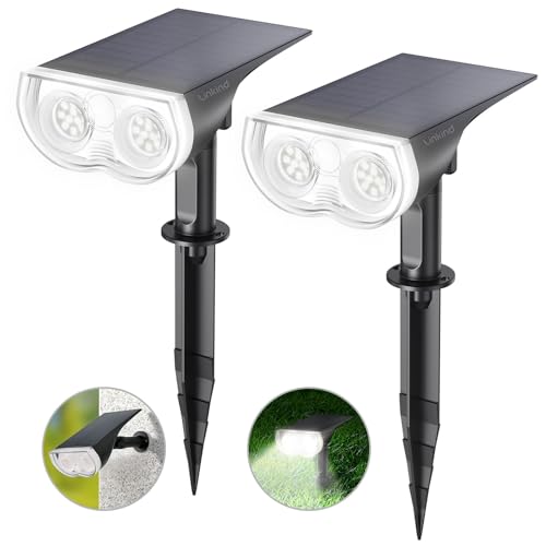 Linkind Outdoor Solar Spotlights 2 Pack - Warm White, Waterproof, Adjustable, Dusk-to-Dawn
