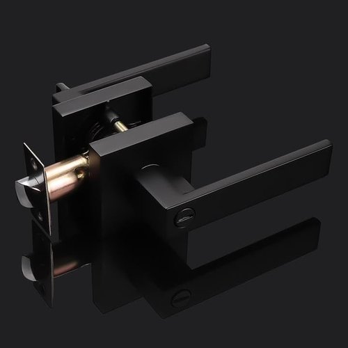 Probrico 10 Pack| Matte Black Door Handles Privacy Door Levers, Heavy Duty Bed and Bath Door Locks Interior Keyless Locksets, Reversible Flat Levers with Square Rosette
