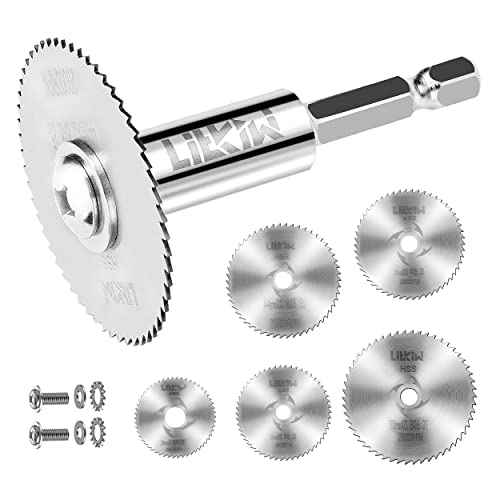 1/4-Inch Hex Shank Rotary Drill Saw(with 5PCS Blades),HSS Saw Disc Wheel Cutting Blades for Drills Rotary Tools