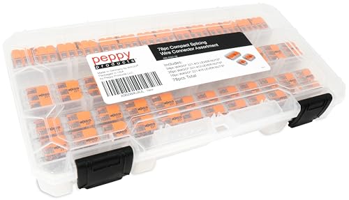 Peppy Products WAGO 221 Lever Nuts 78pc Wire Connector Set with Case, 24-12 AWG