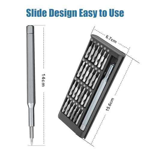 24-in-1 Professional Precision Magnetic Screwdriver Set, Small Screw Driver Set Kit for Fixing Electronics, Mini Tool Kits for Computer Repair, Phone, Watch, Laptop, PCs, Eyeglass- Alloy Tool Steel