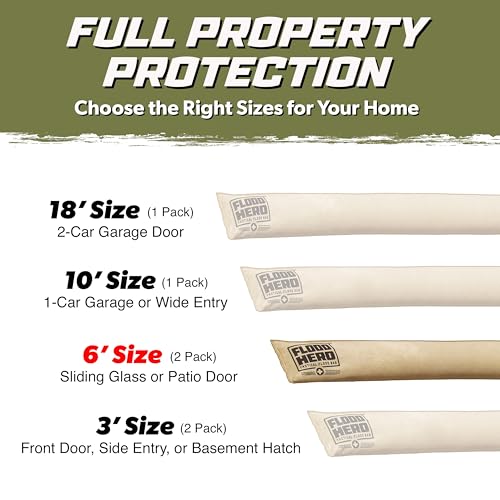 Flood Hero 6 ft Water-Activated Sandless Flood Barriers - 2 Pack for Home Flood Prevention