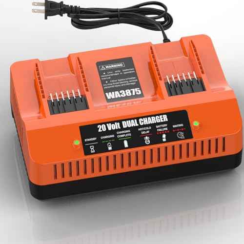 20V WA3770 Battery Dual Charger Replacement for Worx 20v Charger WA3875, Compatible with Worx 20v Batteries WA3578 WA3575 WA3525 WA3520 WA3512 WA3512.1 WA3742