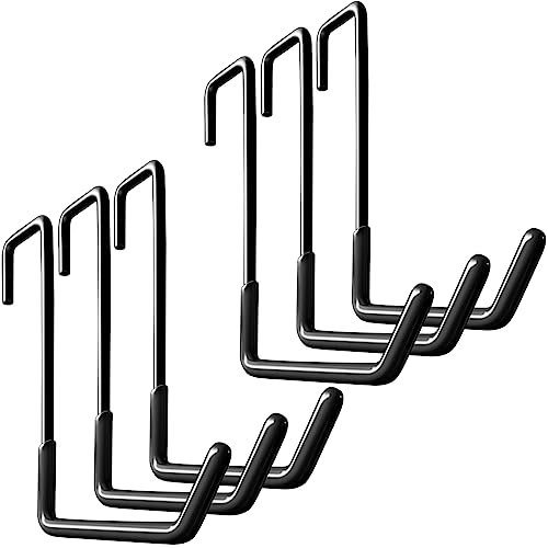 HUPBIPY Black Rafter Hook Hanger Set for Garage & Home Organization - Heavy Duty Steel, Non-Slip Coating, 6 Pack