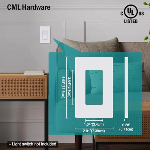 CML Decorator White Screwless Wall Plate 1-Gang Gloss Finish, 8-Pack