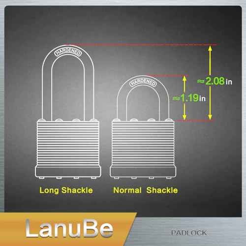 LanuBe Lock Laminated keyed Padlock (1-9/16", 40mm), keyed Alike Locks, Normal Shackle,Marked Orange Plastic Hoop, Pack of 2