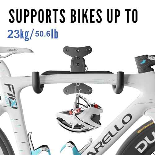 Bike Wall Mount Hanger - Adjustable Horizontal Bicycle Storage Rack for Garage and Home - Metal Hook Holder for Road, Mountain, and Hybrid Bikes