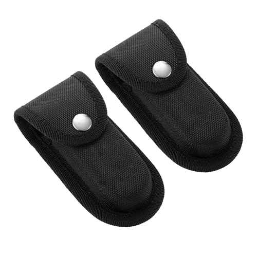 2 Packs Nylon Pocket Knife Sheath, 4'' Multitool Pouch, Folding Knife Belt Sheath with Snap Closure and Vertical Carry Belt Loop, Multitool Case for Outdoor or Daily Use, Medium Size