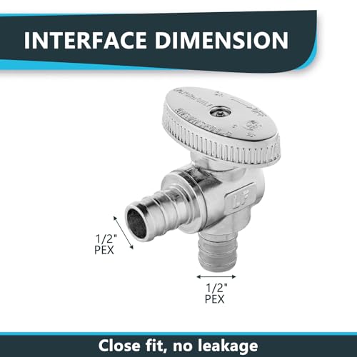 (Pack of 20) Seelink Pex Crimp 1/4 Turn Angle Stop Valve, 1/2" Pex Barb Crimp (F1807), Chrome Plated Brass(VALVE102-20Pack)