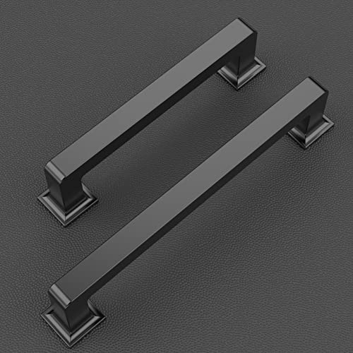 9BUILD 10 Pack Matte Black 5-Inch Cabinet Handles - 128MM Center Hole Kitchen Hardware