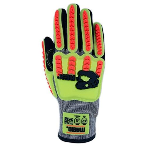 MAGID T-REX Flex Series ANSI A7 Sandy Nitrile Coated Palm Impact Gloves, 1 Pair, Size 9/Large (TRX775)