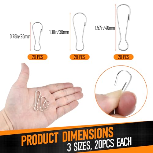 60pcs Metal Spring Hook Buckles Nickel Plated for Hanging, Zippers, Keychains