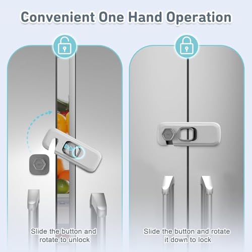 Rectangle 2 Pack Child Safety Fridge & Freezer Door Locks with 3M Adhesive - Baby and Pet Proof