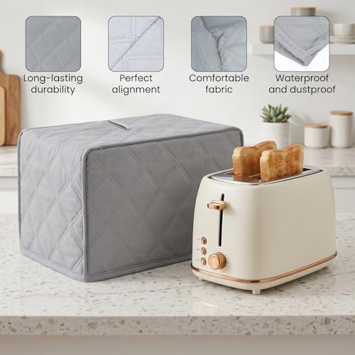 Tweruna Grey 2-Slice Toaster Cover Quilted Polyester Universal Fit