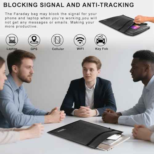 Faraday Bag, Signal Isolation Bag for Phones, Fireproof Shield Pouch, Prevents Hacking,Tracking,and NFC/WiFi/Bluetooth for Tablets, Phones, Key Fobs (9.8"X11", Black)