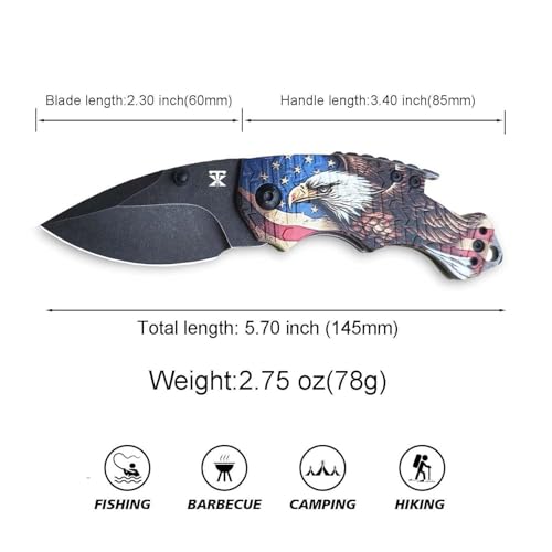 Mini Folding Pocket Knife, Multifunctional Knife with Bottle Opener, Glass Breaker, Light Weight Camping EDC Knife for Men Women